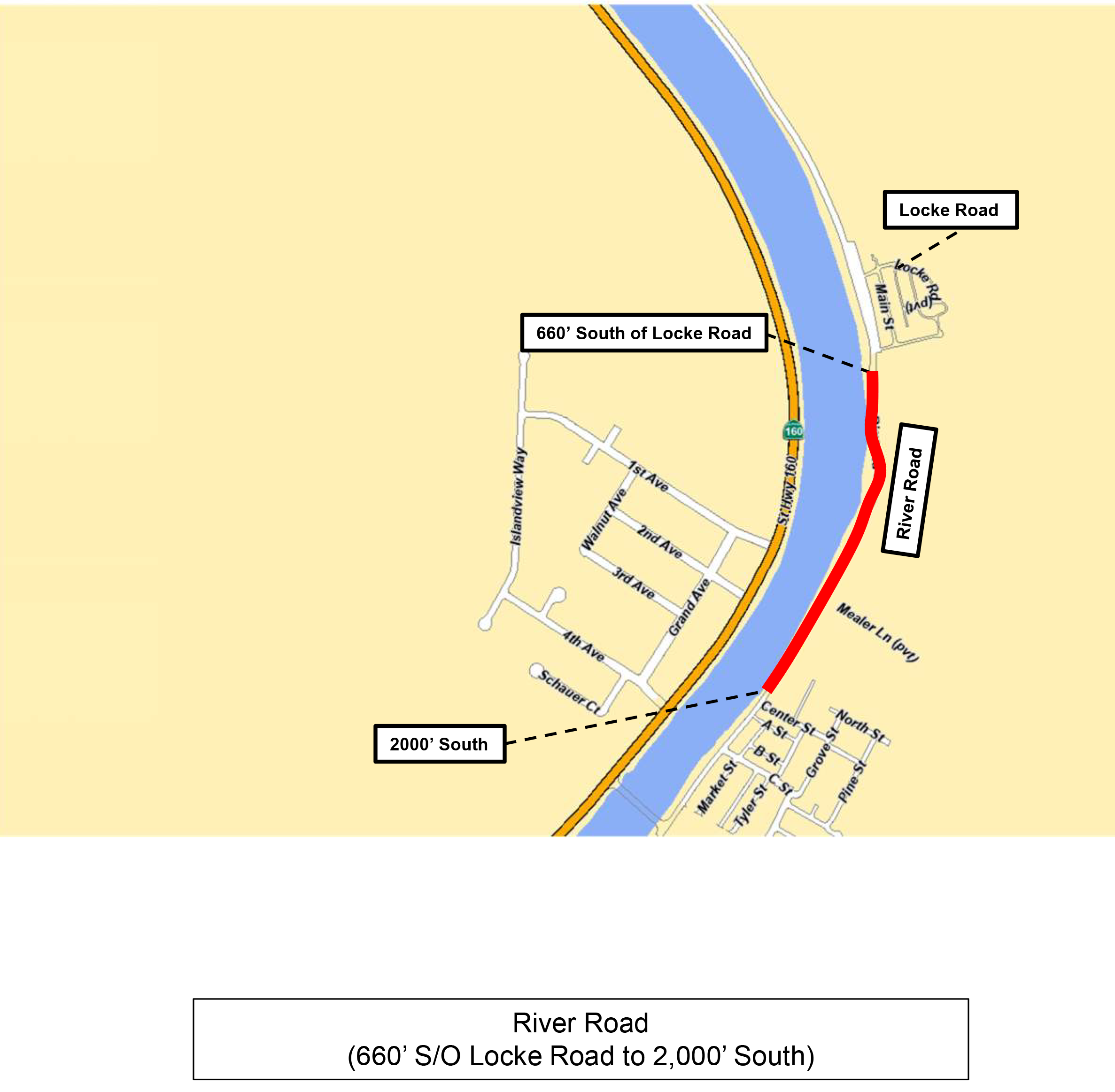 Project locaton map river road  660 feet south of locke road to two thousand feet south