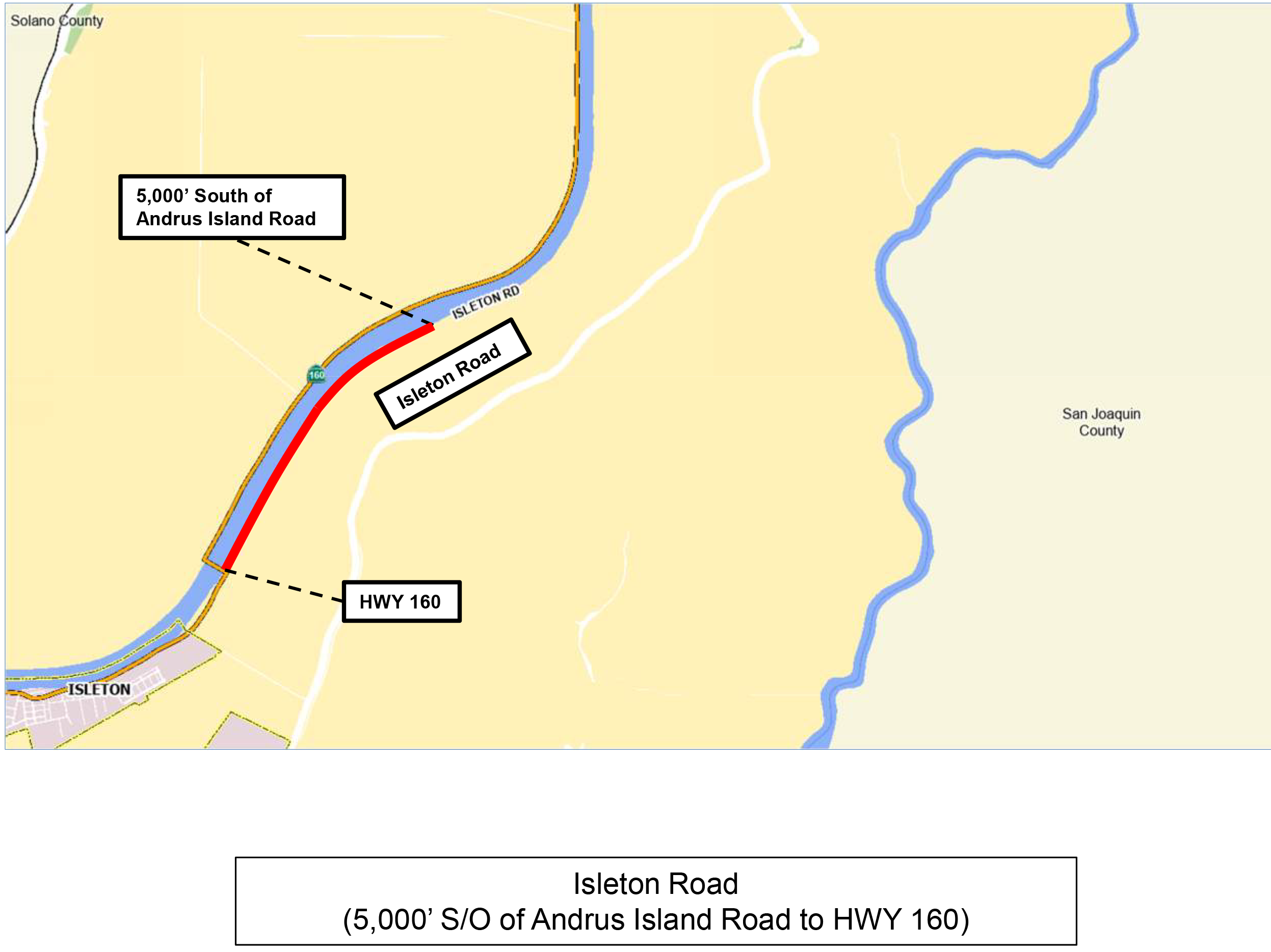 project map location isleton road  five thousand feet south of andrus island road to highway 160