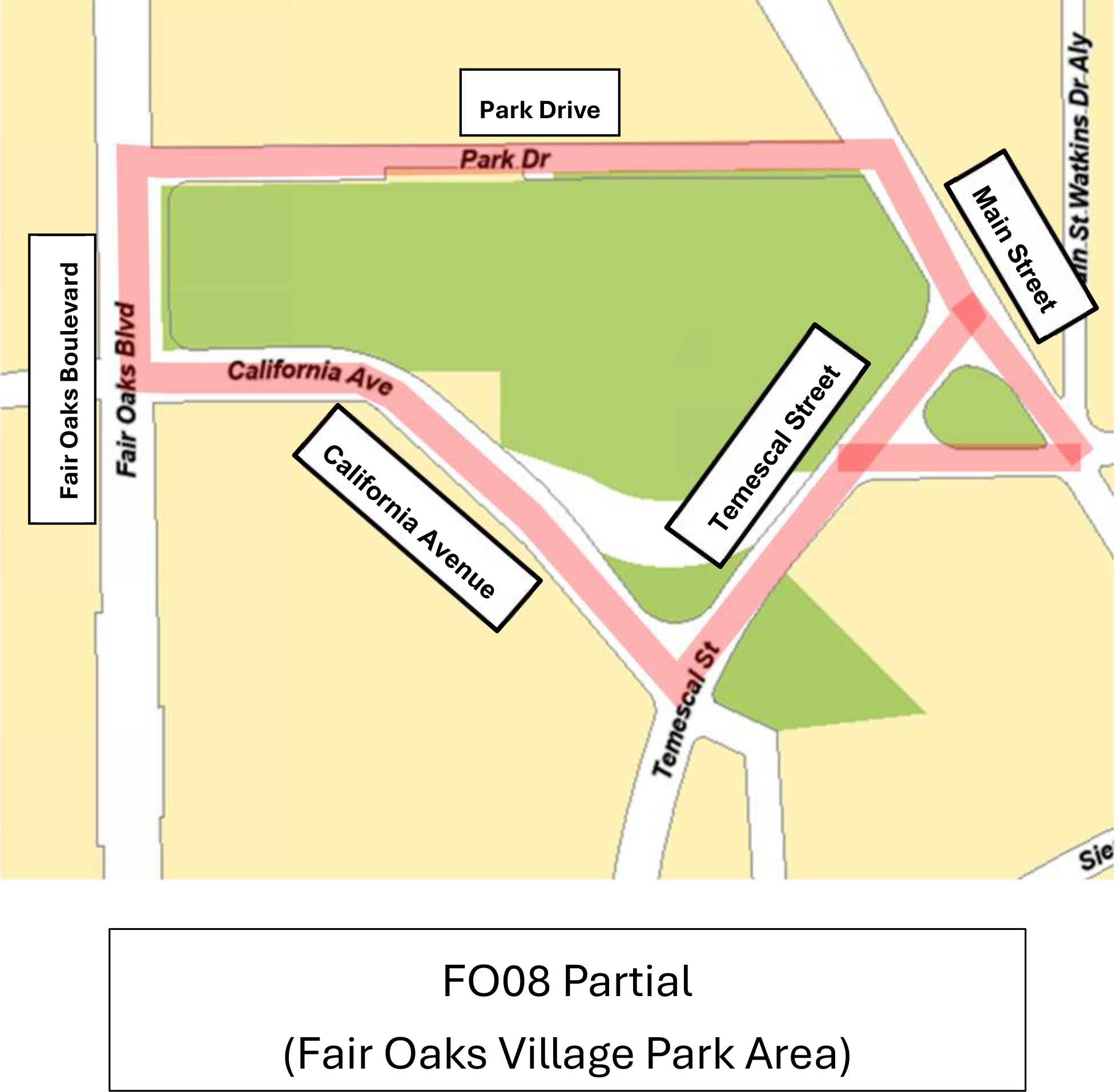 project map location F O 0 8 Partial  Fair Oaks village park area