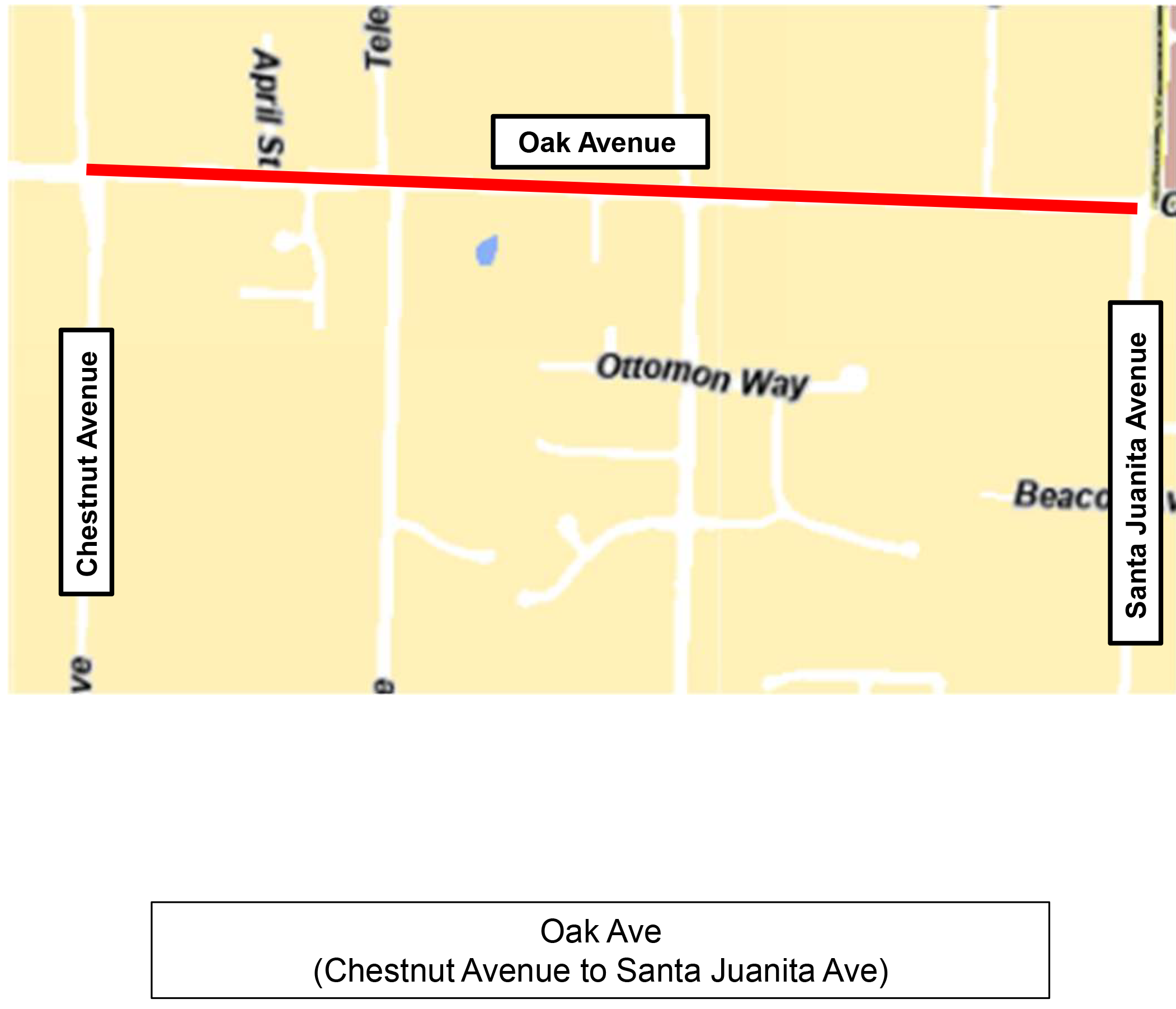 Map of work along oak avenue  chestnut avenue to santa juanita avenue