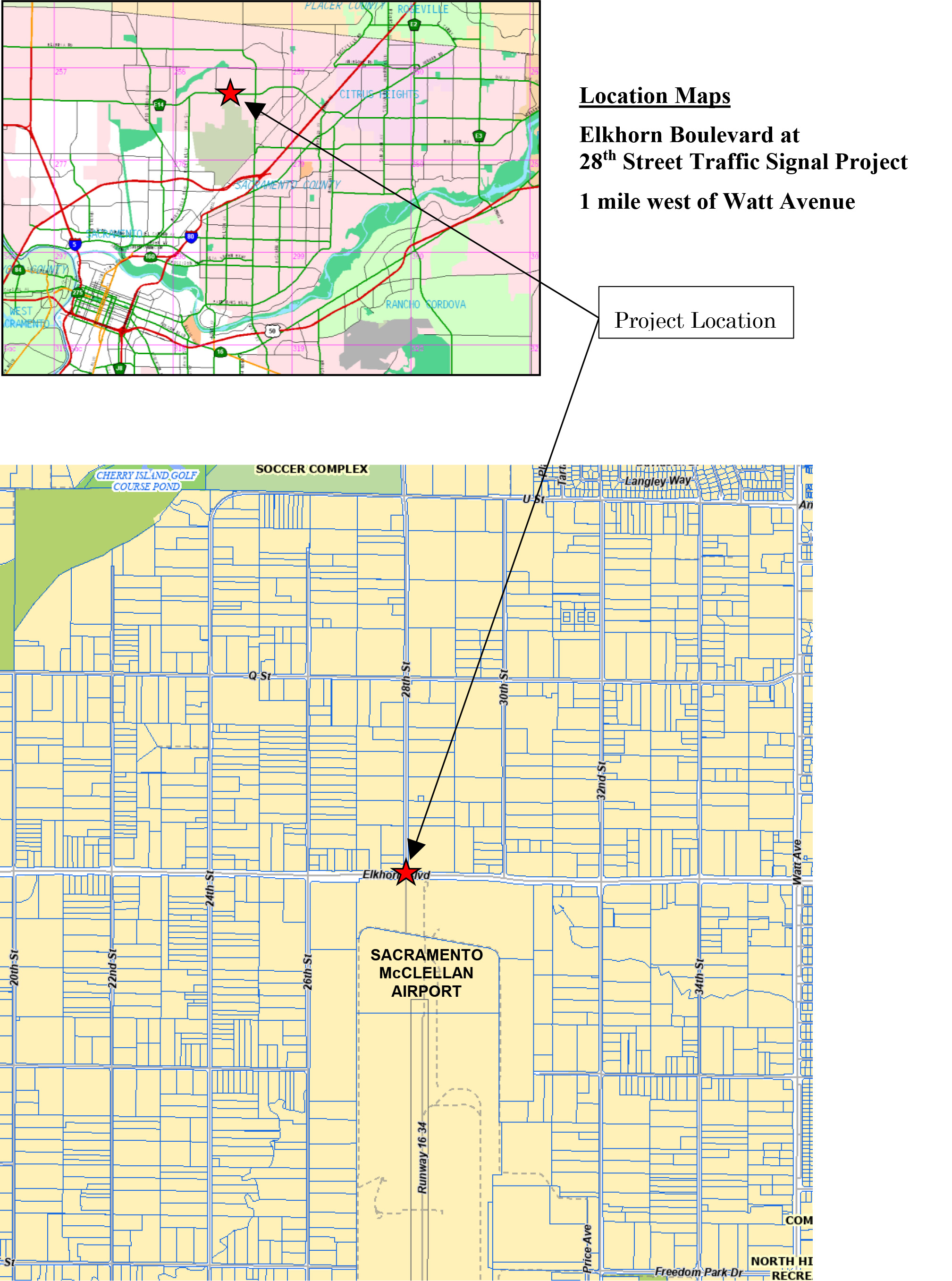 Location map of traffic signal project Elkhorn Boulevard and 28th street